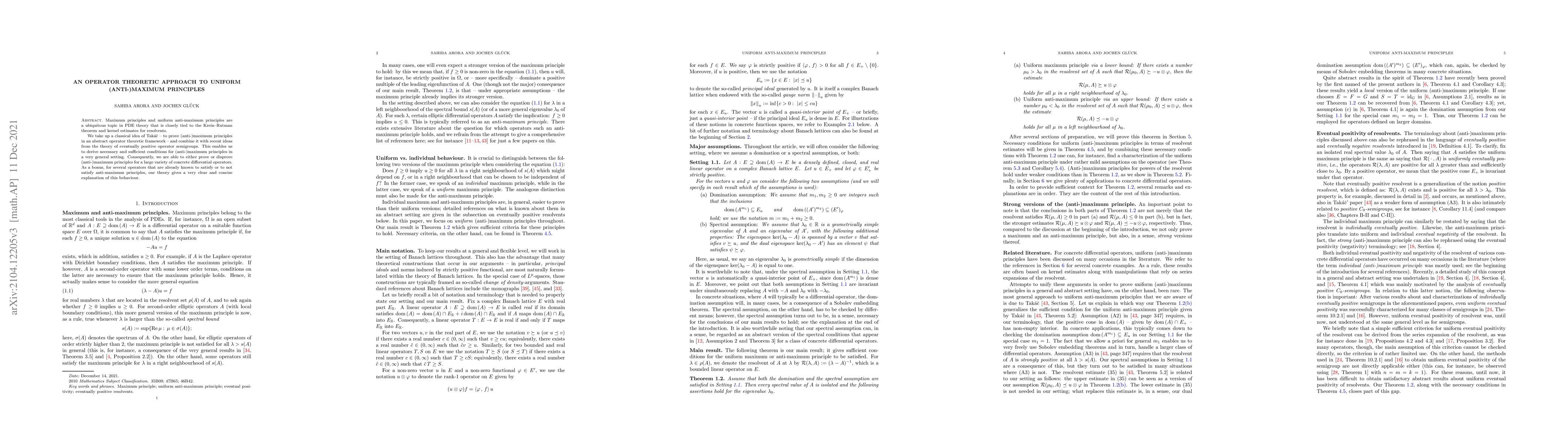 Thumbnail for An operator theoretic approach to uniform (anti-)maximum principles