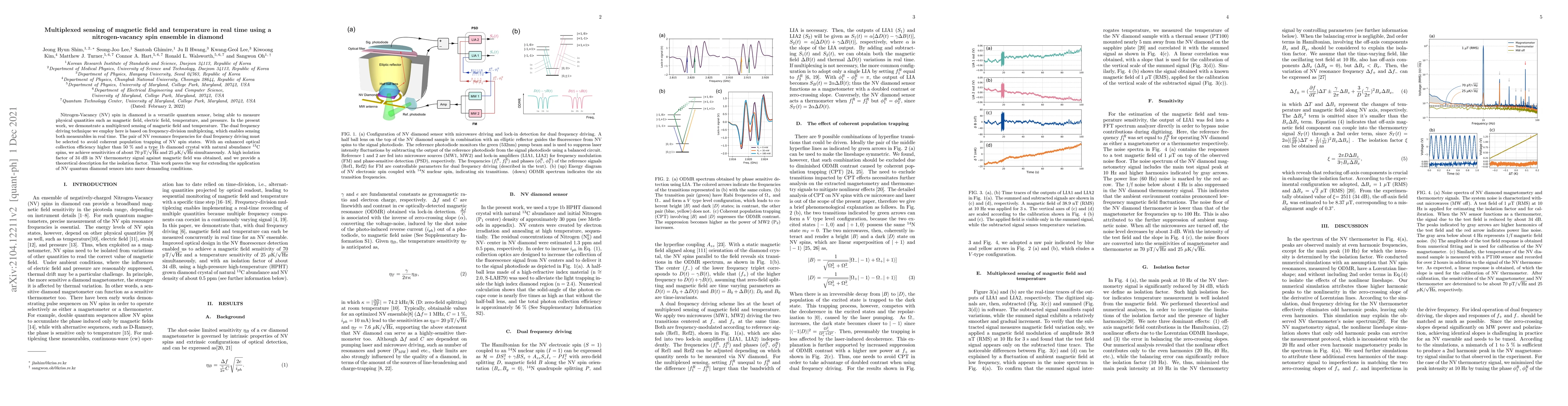Thumbnail for Multiplexed sensing of magnetic field and temperature in real time using
  a nitrogen vacancy spin ensemble in diamond