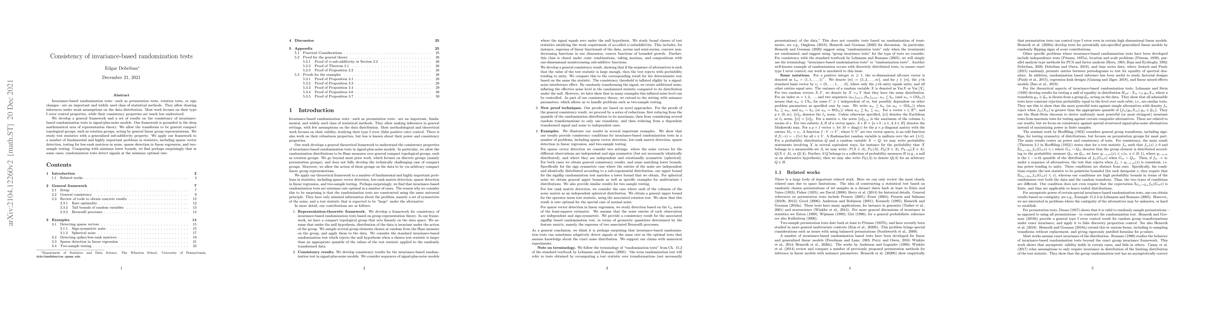 Thumbnail for Consistency of invariance-based randomization tests