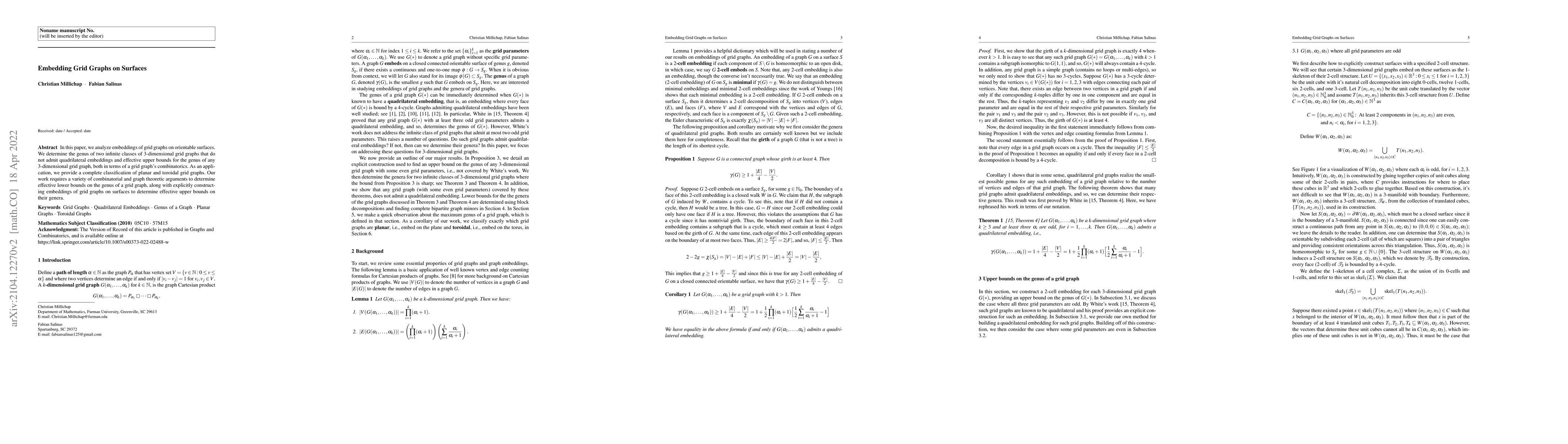 Thumbnail for Embedding Grid Graphs on Surfaces
