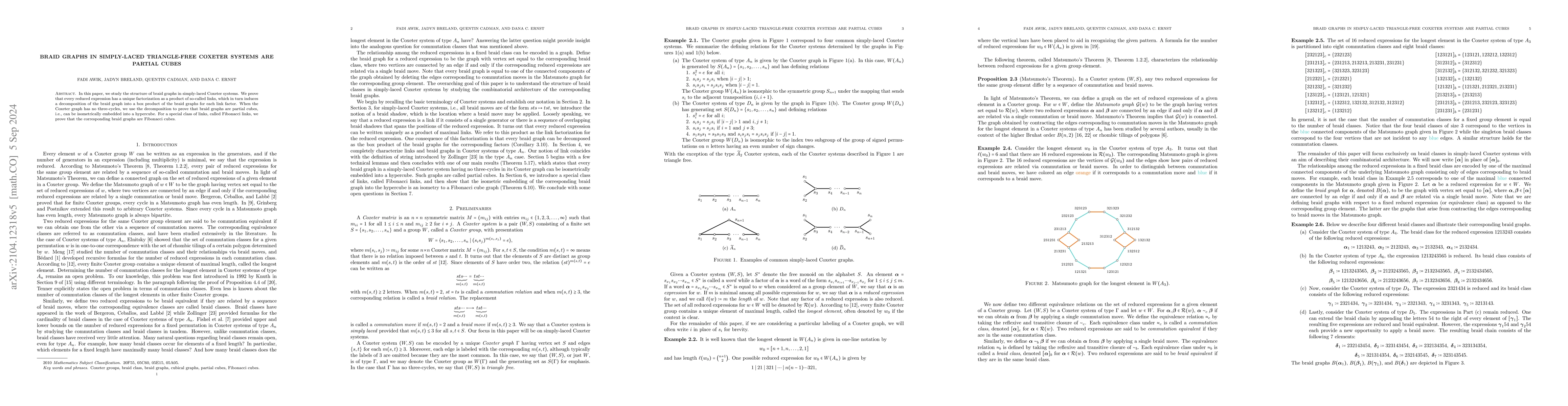 Thumbnail for Braid graphs in simply-laced triangle-free Coxeter systems are partial
  cubes