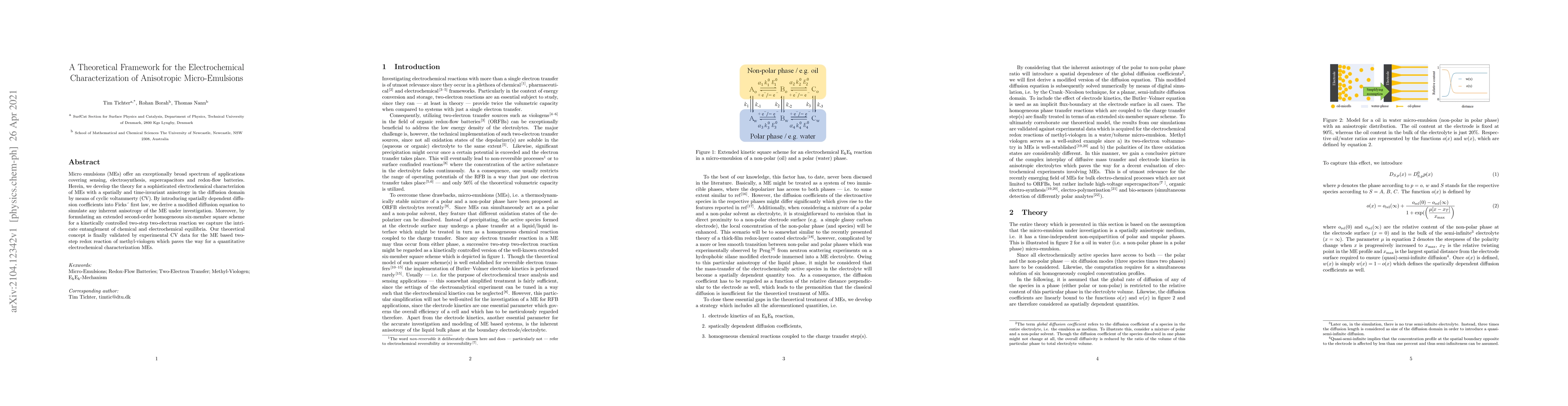 Thumbnail for A Theoretical Framework for the Electrochemical Characterization of
  Anisotropic Micro-Emulsions