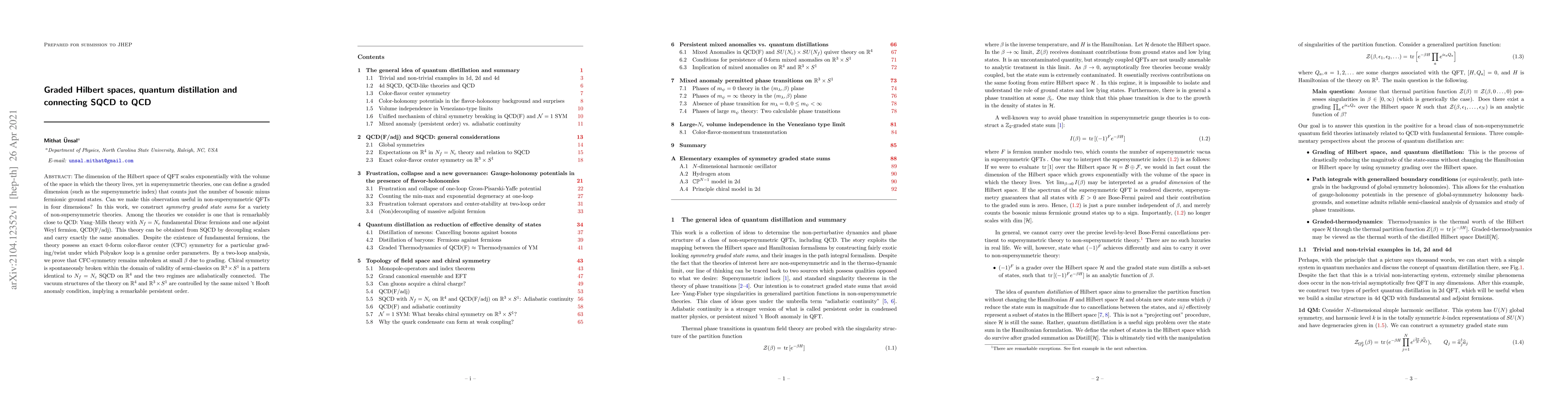 Thumbnail for Graded Hilbert spaces, quantum distillation and connecting SQCD to QCD