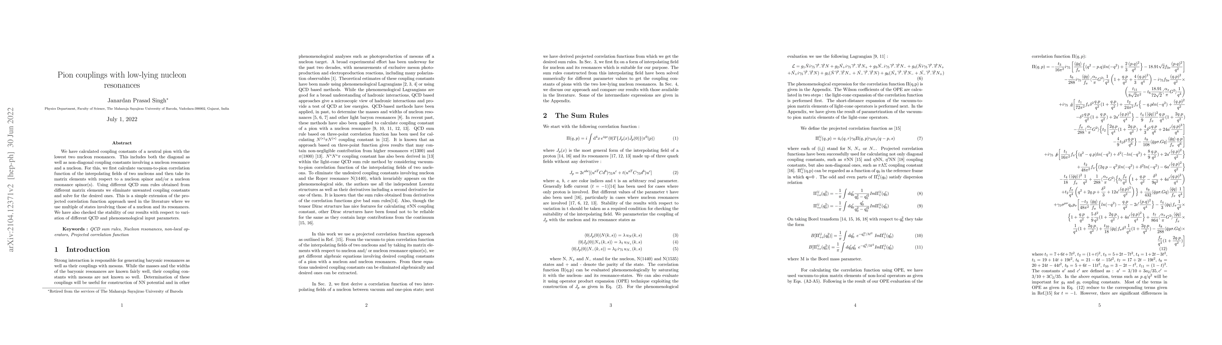 Thumbnail for Pion couplings with low-lying nucleon resonances