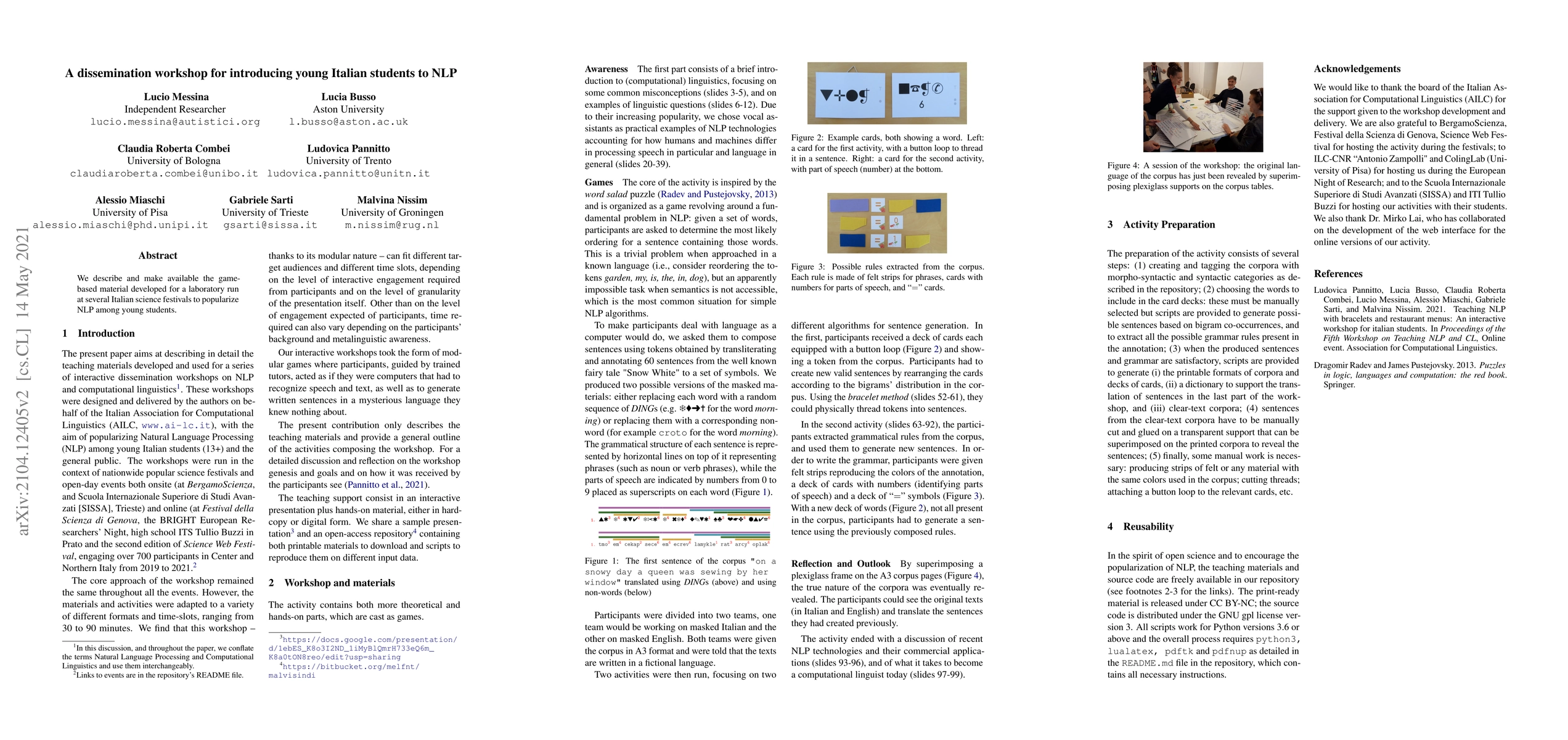 Thumbnail for A dissemination workshop for introducing young Italian students to NLP