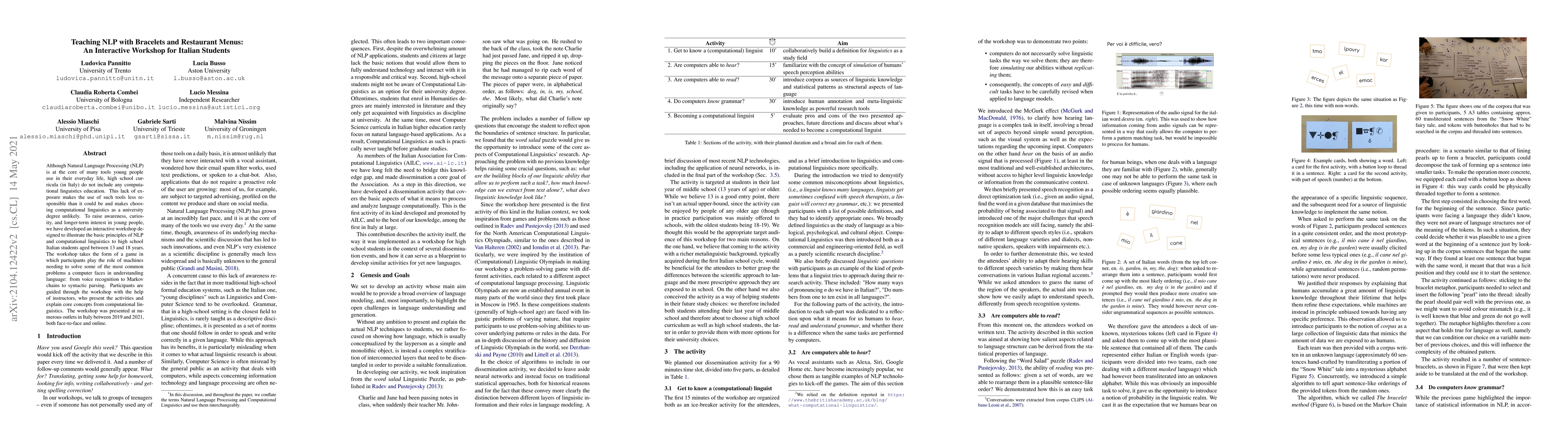 Thumbnail for Teaching NLP with Bracelets and Restaurant Menus: An Interactive
  Workshop for Italian Students