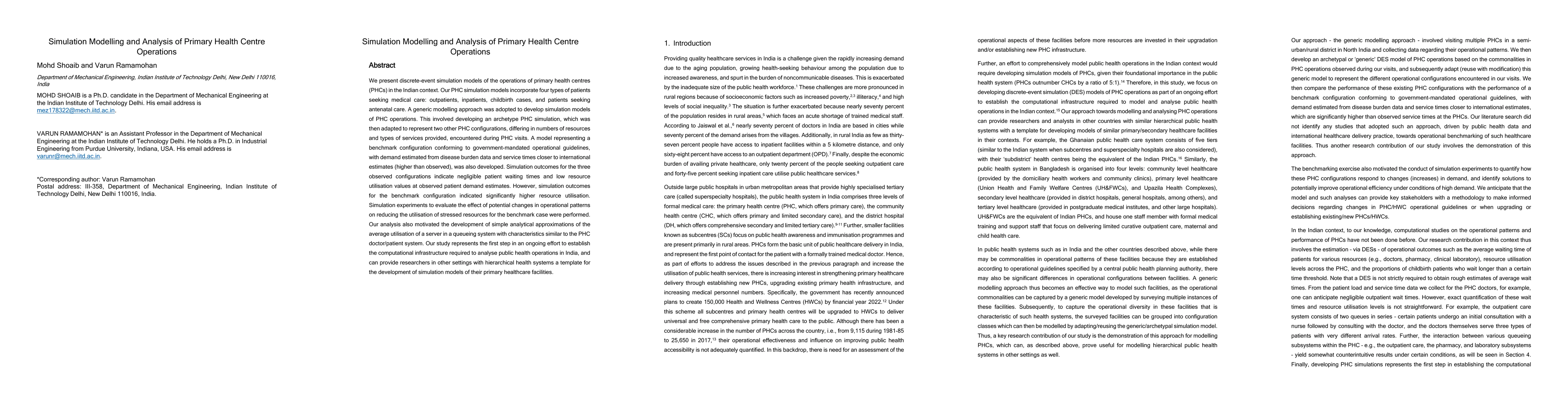 Thumbnail for Simulation Modelling and Analysis of Primary Health Centre Operations