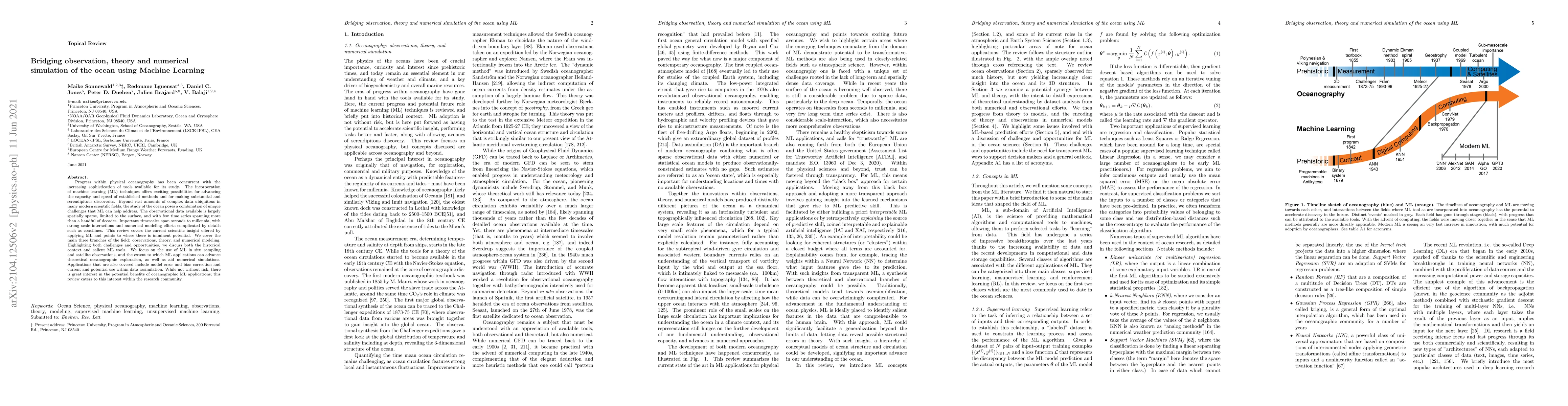 Thumbnail for Bridging observation, theory and numerical simulation of the ocean using
  Machine Learning
