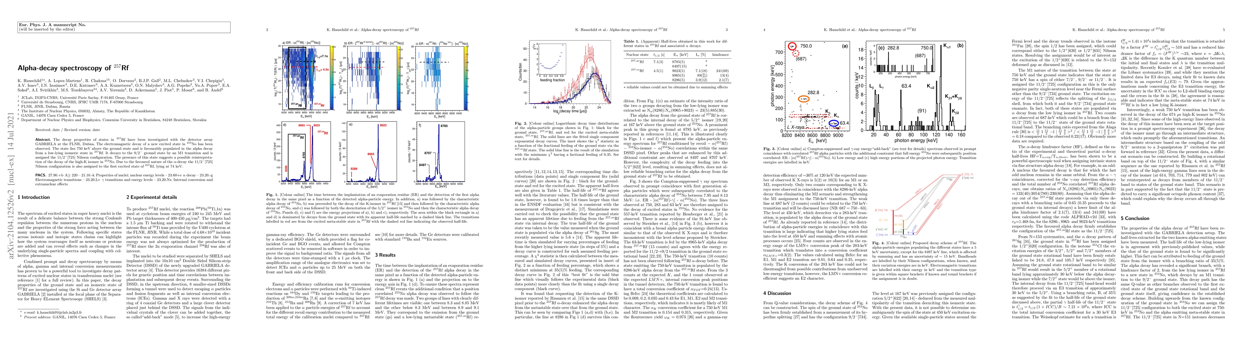 Thumbnail for Alpha-decay spectroscopy of $^{257}$Rf