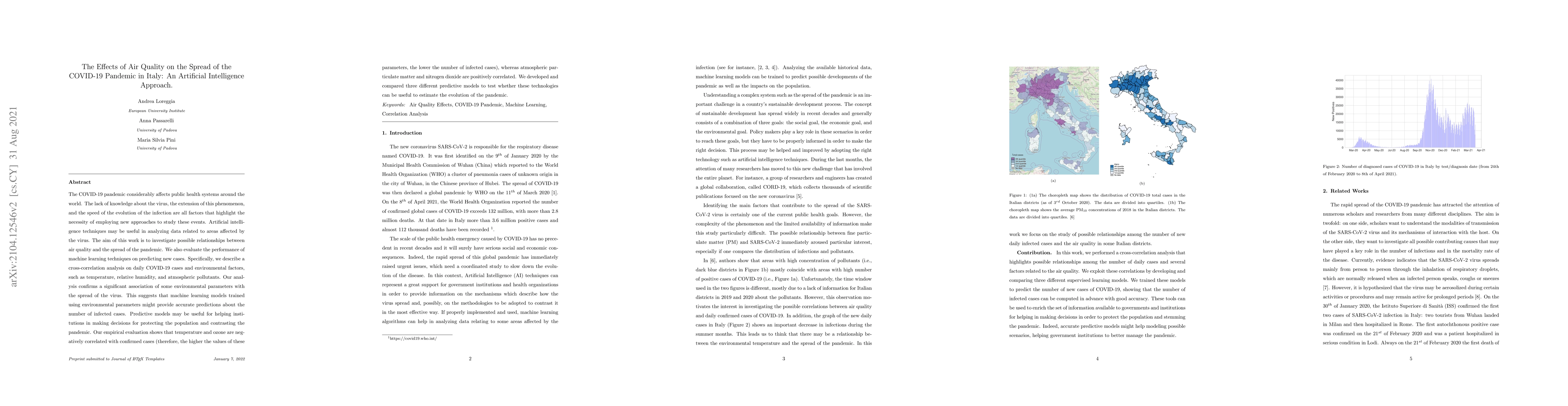 Thumbnail for The Effects of Air Quality on the Spread of the COVID-19 Pandemic in
  Italy: An Artificial Intelligence Approach