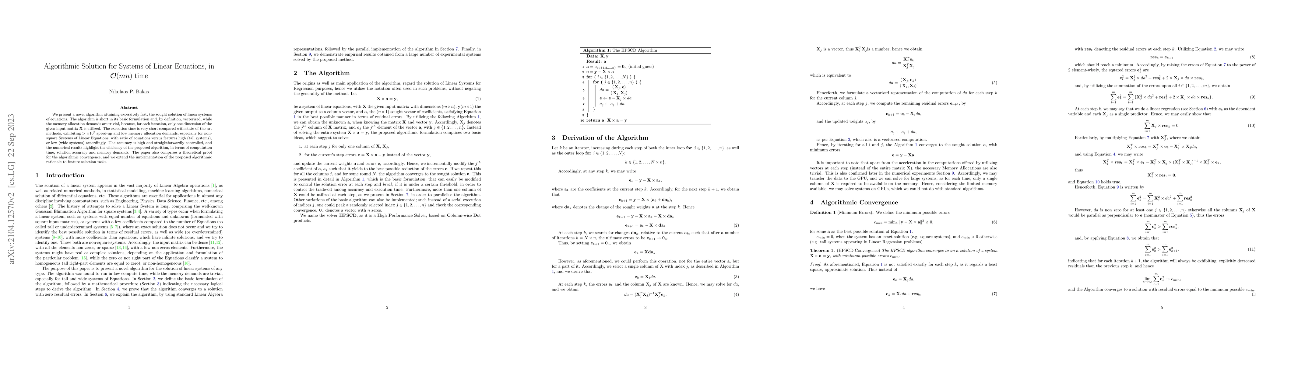 Thumbnail for Algorithmic Solution for Systems of Linear Equations, in
  $\mathcal{O}(mn)$ time