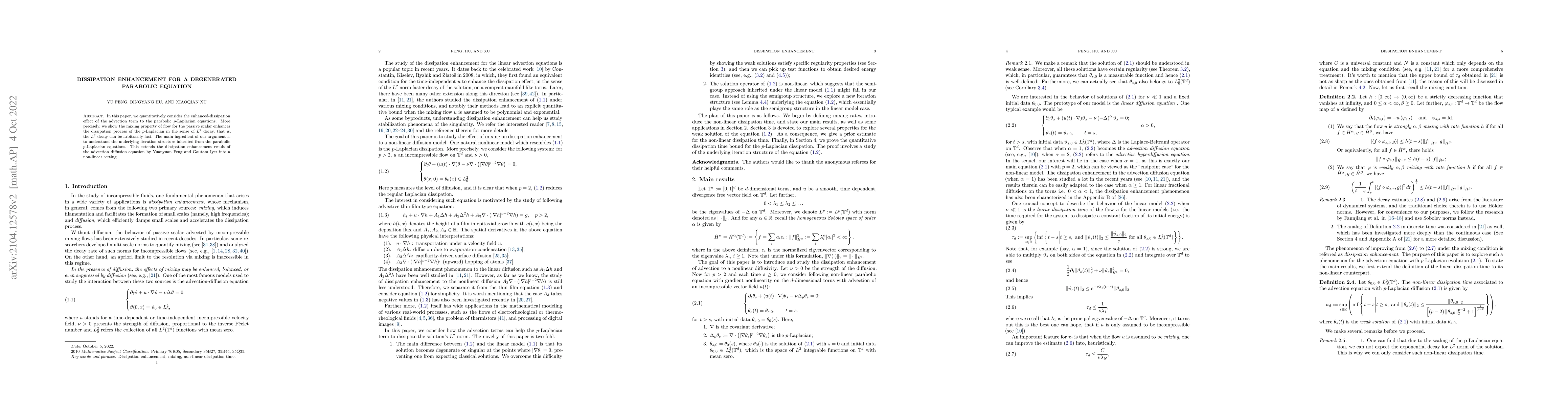 Thumbnail for Dissipation enhancement for a degenerated parabolic equation