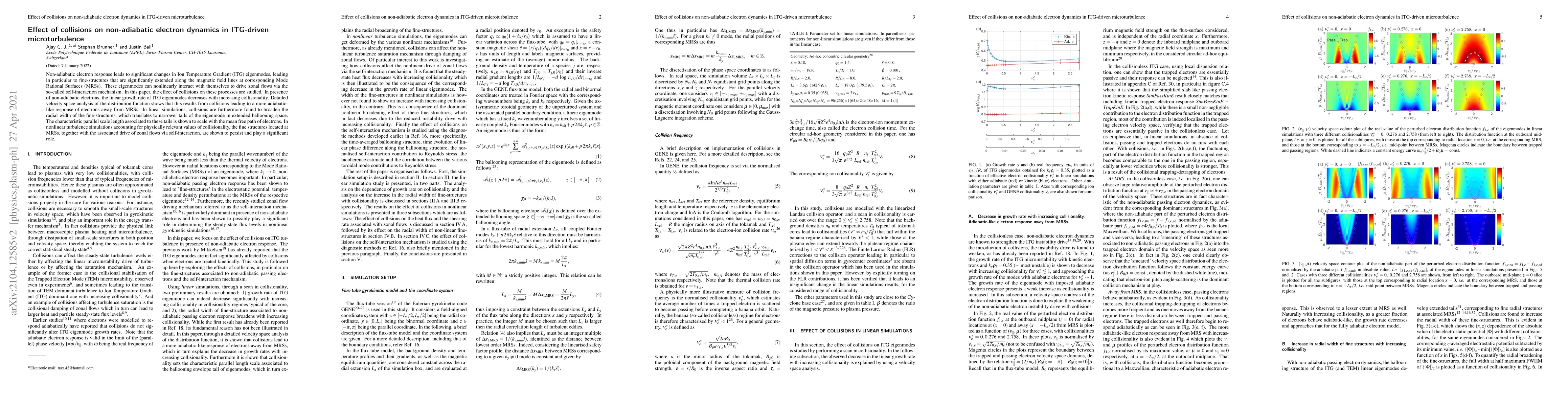 Thumbnail for Effect of collisions on non-adiabatic electron dynamics in ITG-driven
  microturbulence