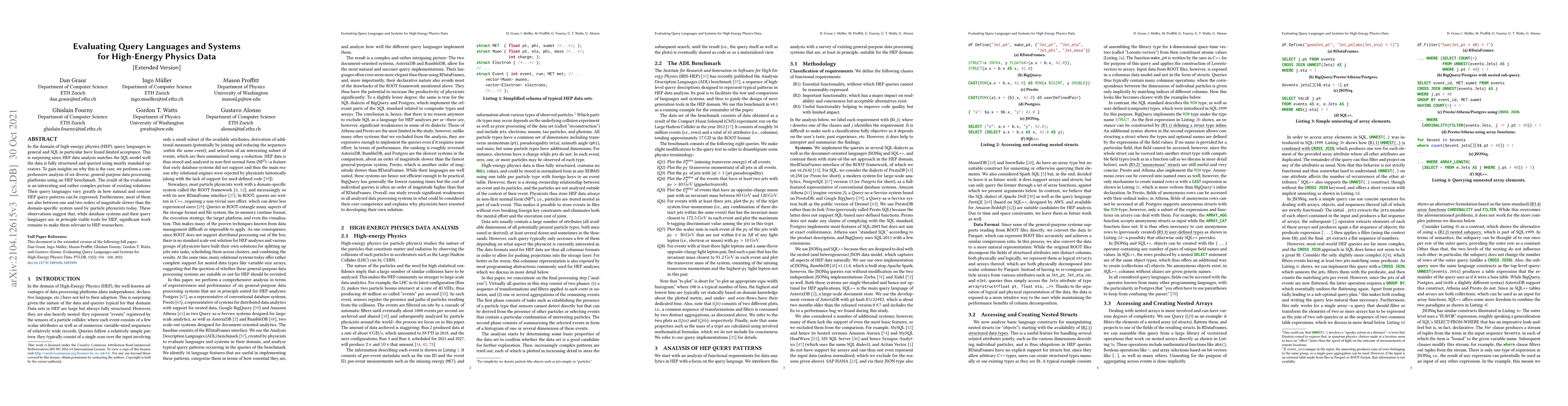 Thumbnail for Evaluating Query Languages and Systems for High-Energy Physics Data
  [Extended Version]