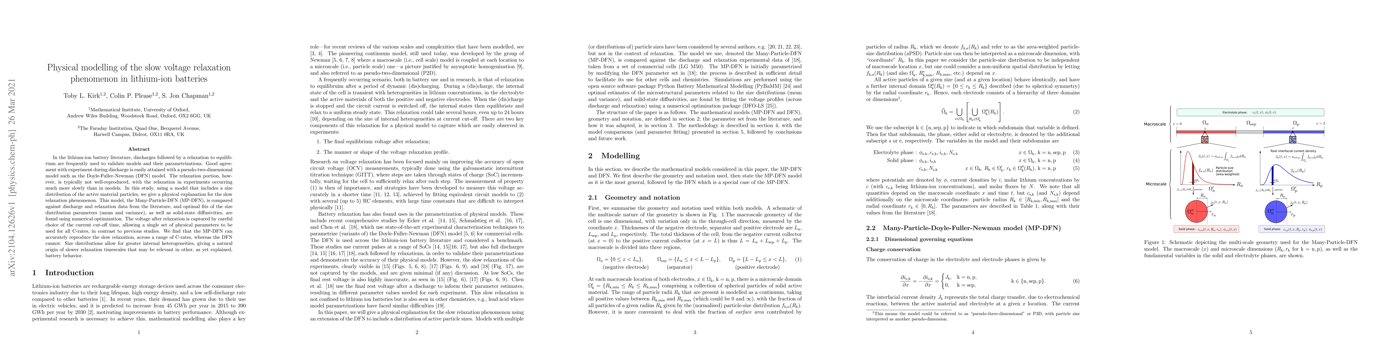 Thumbnail for Physical modelling of the slow voltage relaxation phenomenon in
  lithium-ion batteries