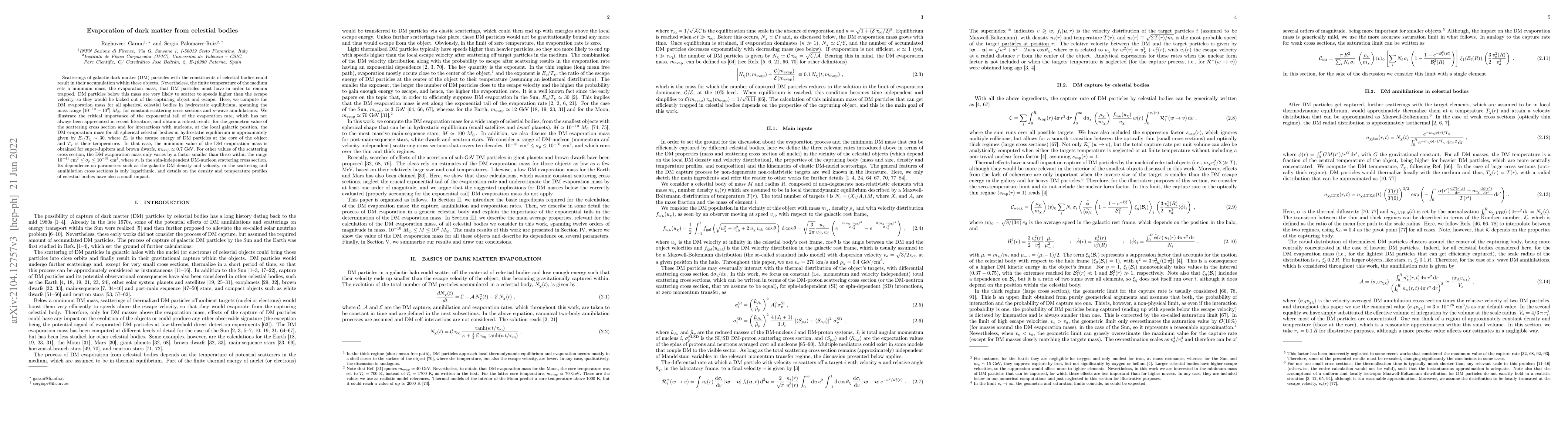 Thumbnail for Evaporation of dark matter from celestial bodies