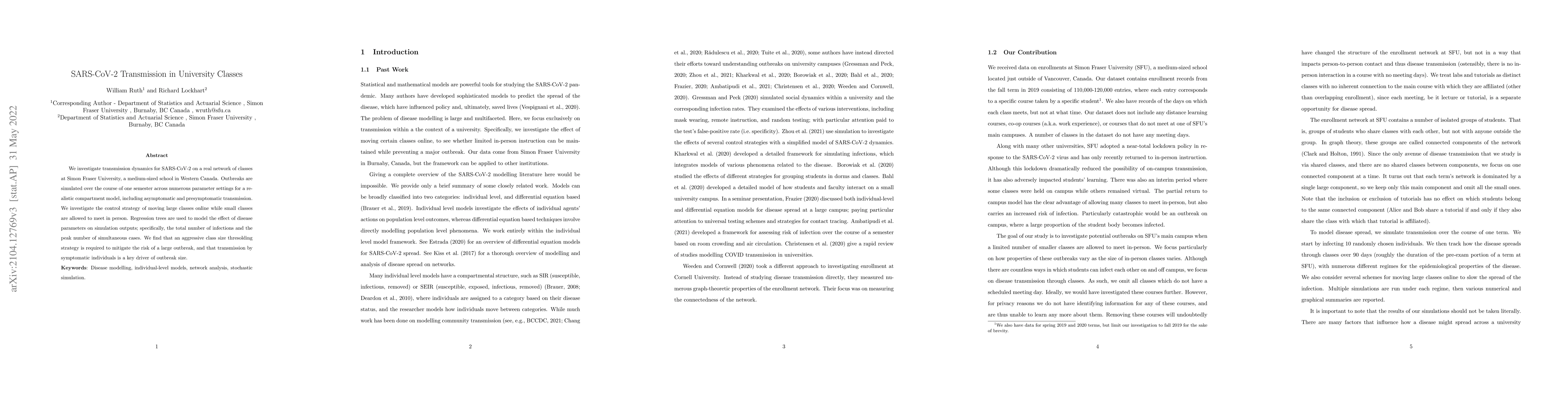 Thumbnail for SARS-CoV-2 Transmission in University Classes