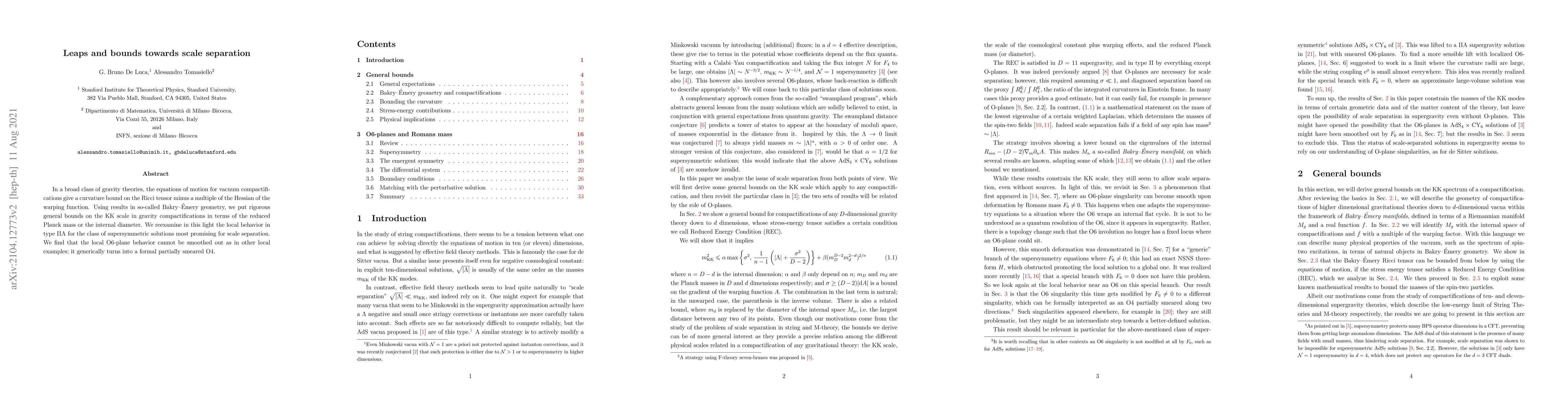 Thumbnail for Leaps and bounds towards scale separation