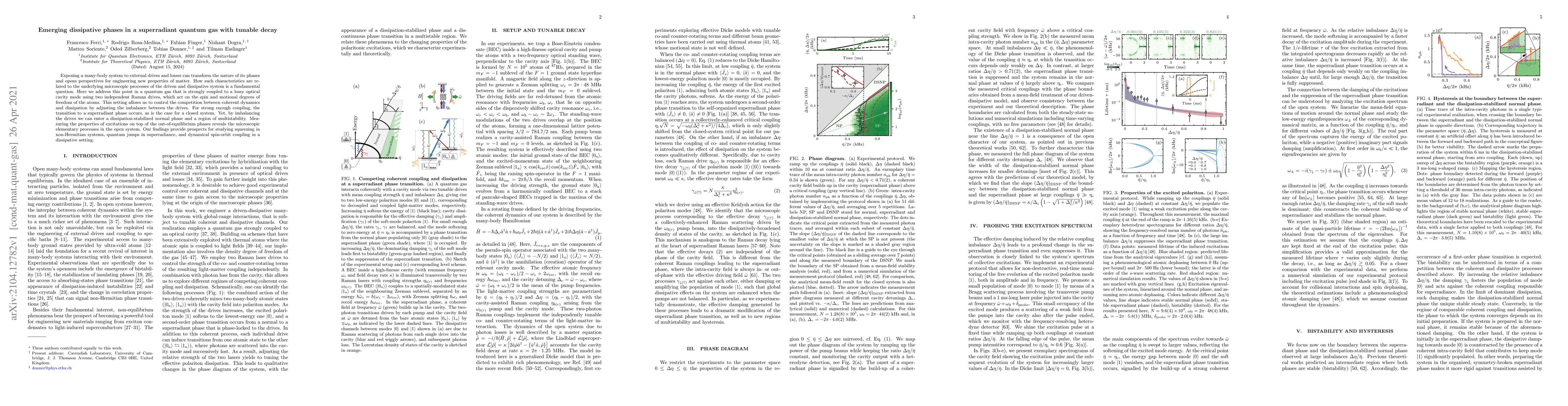 Thumbnail for Emerging dissipative phases in a superradiant quantum gas with tunable
  decay