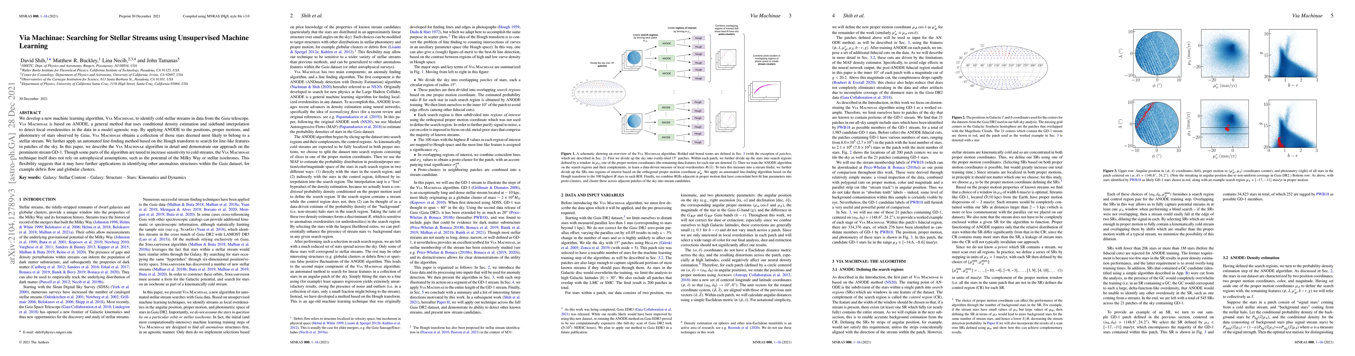 Thumbnail for Via Machinae: Searching for Stellar Streams using Unsupervised Machine
  Learning