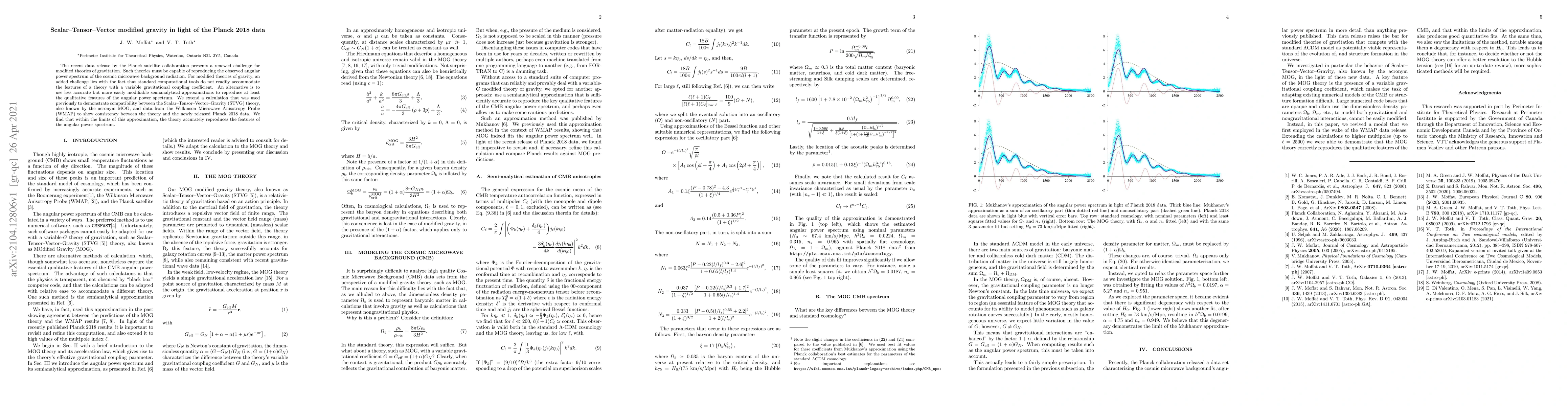 Thumbnail for Scalar-Tensor-Vector modified gravity in light of the Planck 2018 data