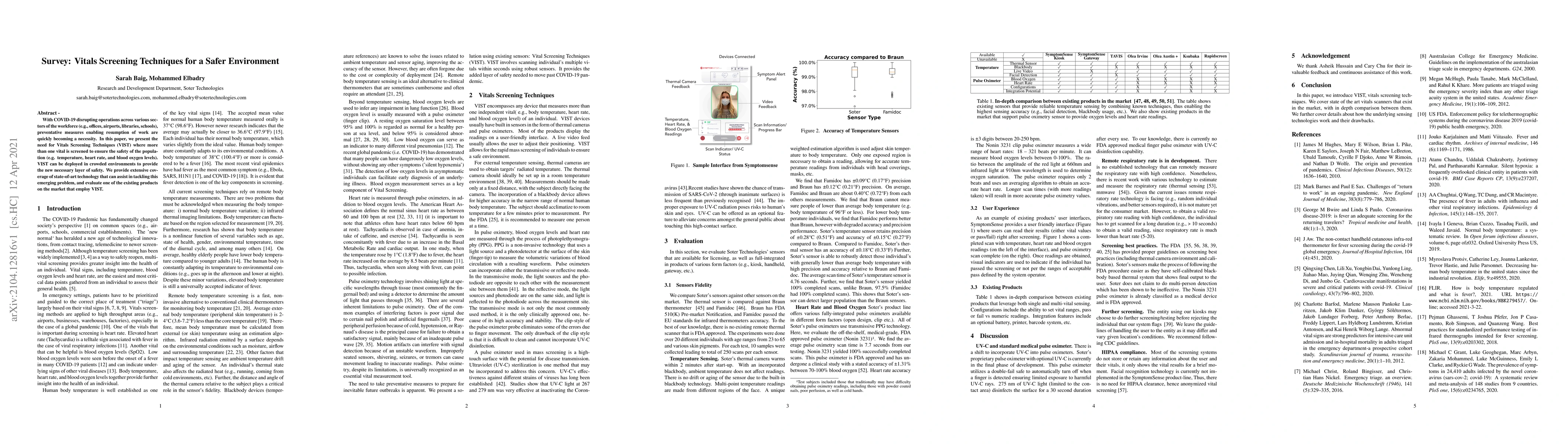 Thumbnail for Survey: Vitals Screening Techniques for a Safer Environment