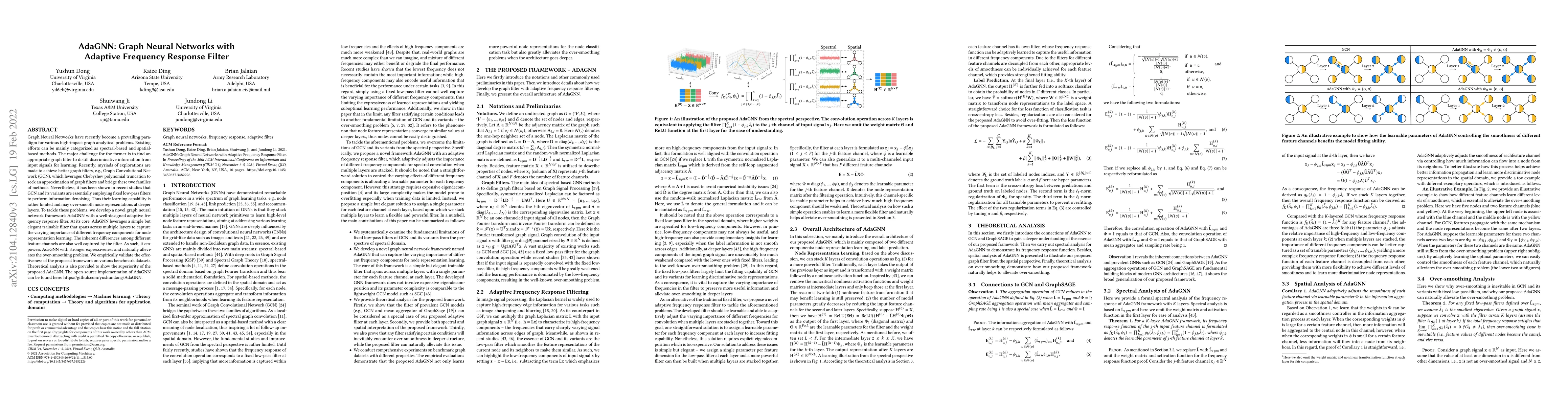 Thumbnail for AdaGNN: Graph Neural Networks with Adaptive Frequency Response Filter