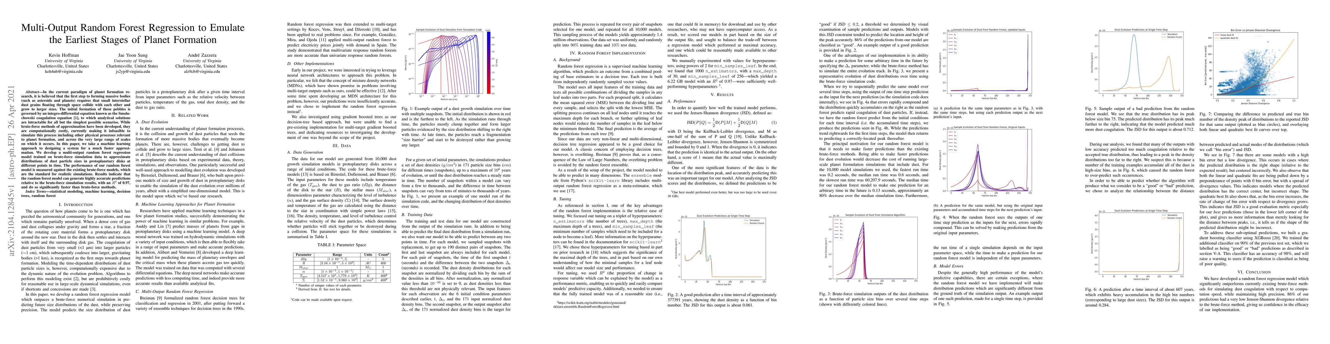 Thumbnail for Multi-Output Random Forest Regression to Emulate the Earliest Stages of
  Planet Formation