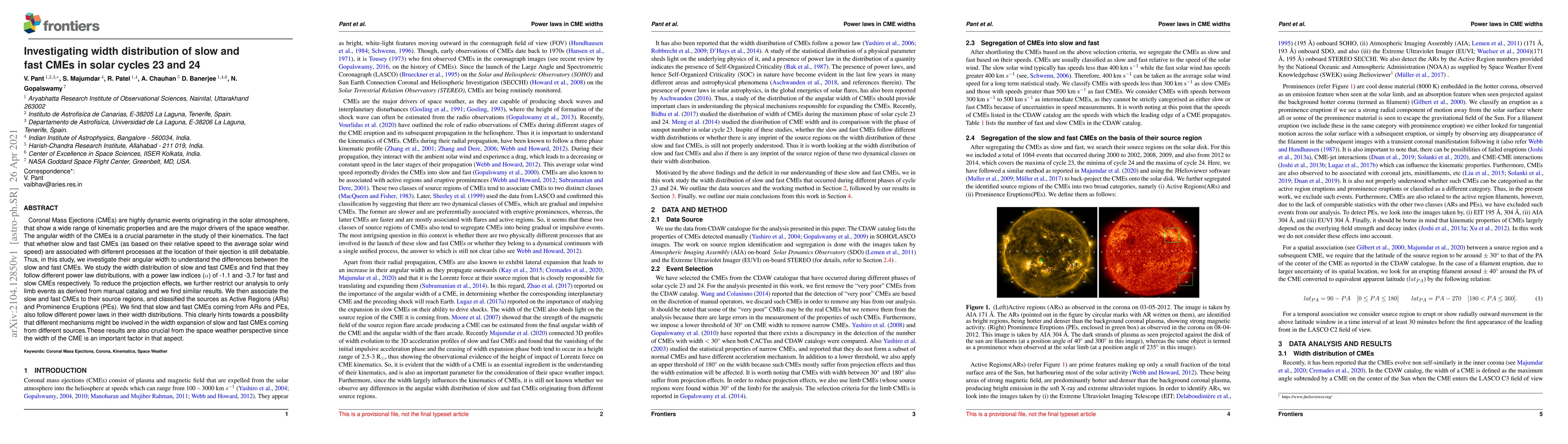 Thumbnail for Investigating width distribution of slow and fast CMEs in solar cycles
  23 and 24