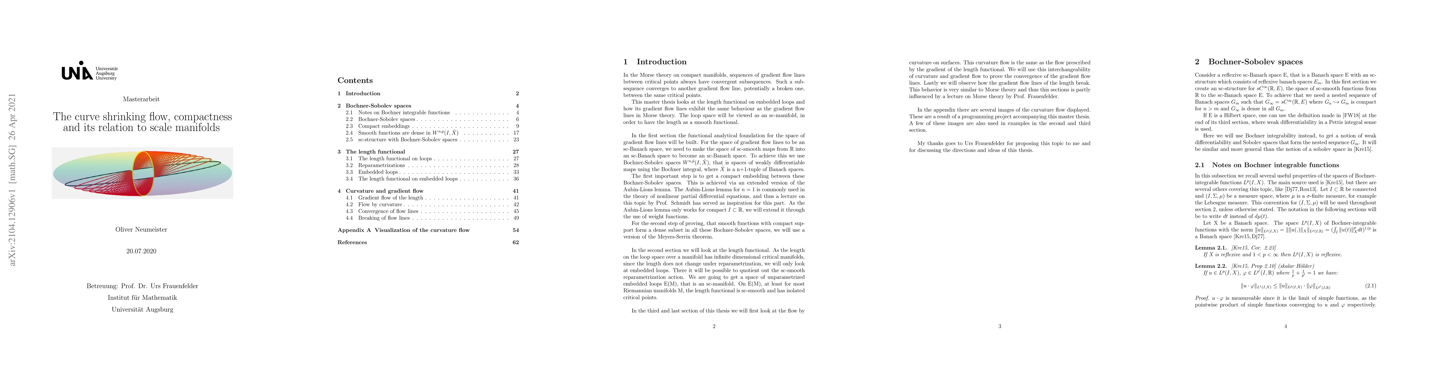 Thumbnail for The curve shrinking flow, compactness and its relation to scale
  manifolds