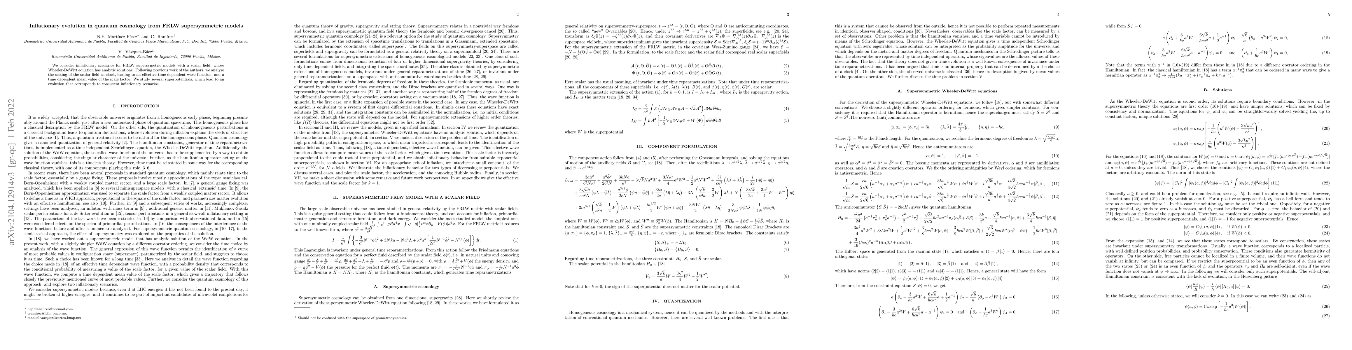 Thumbnail for Inflationary evolution in quantum cosmology from FRLW supersymmetric
  models