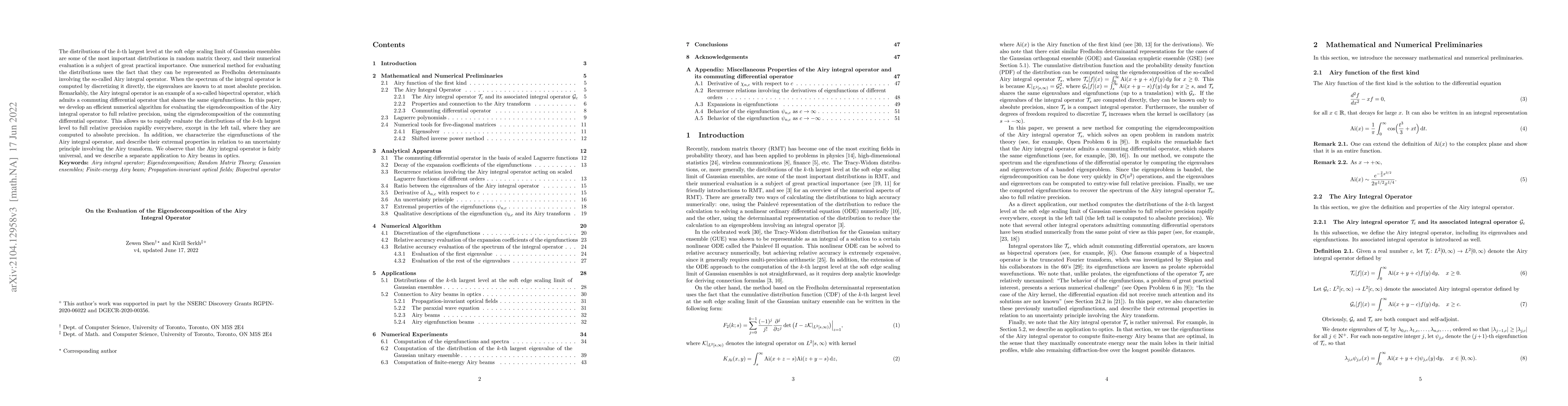Thumbnail for On the Evaluation of the Eigendecomposition of the Airy Integral
  Operator