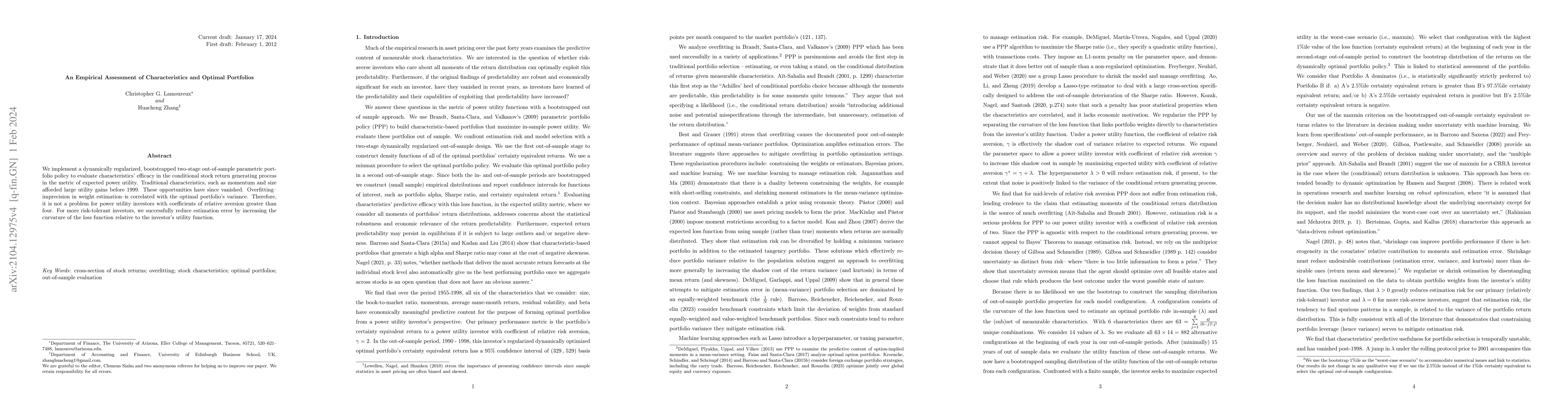Thumbnail for An Empirical Assessment of Characteristics and Optimal Portfolios