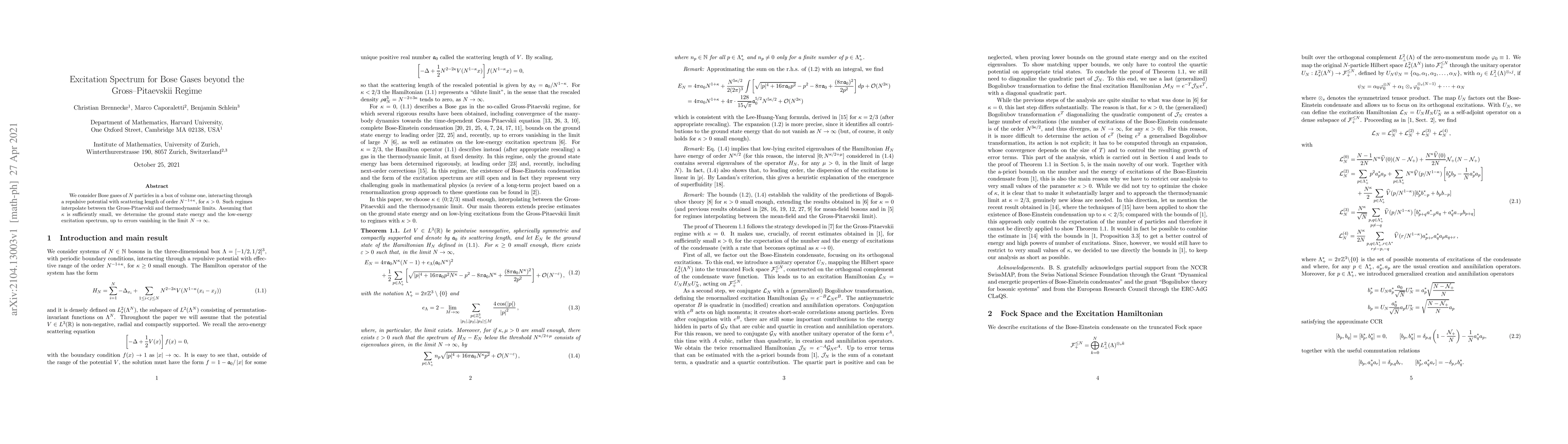 Thumbnail for Excitation Spectrum for Bose Gases beyond the Gross-Pitaevskii Regime