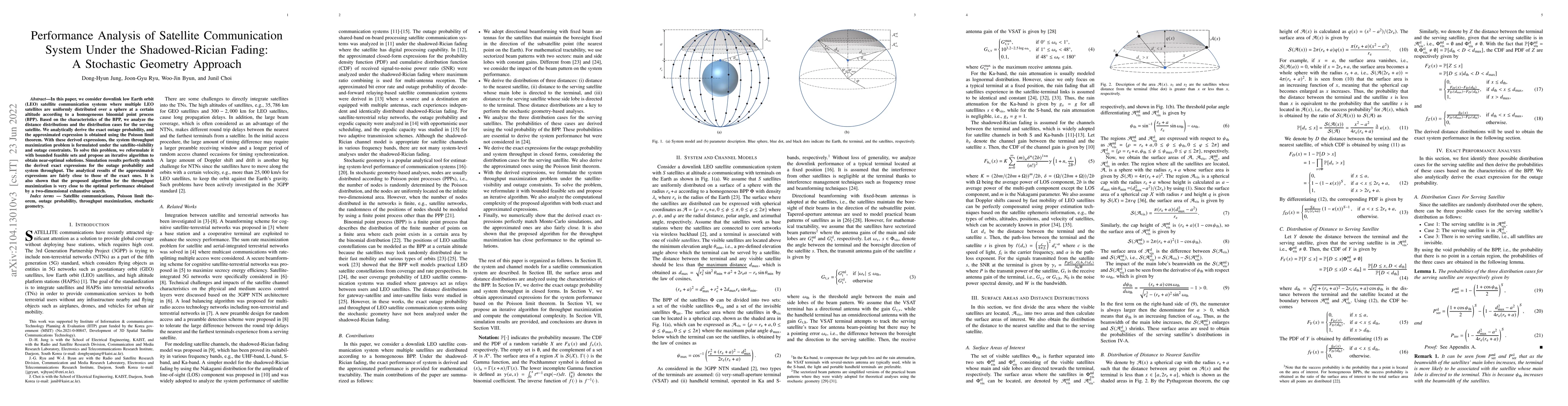 Thumbnail for Performance Analysis of Satellite Communication System Under the
  Shadowed-Rician Fading: A Stochastic Geometry Approach