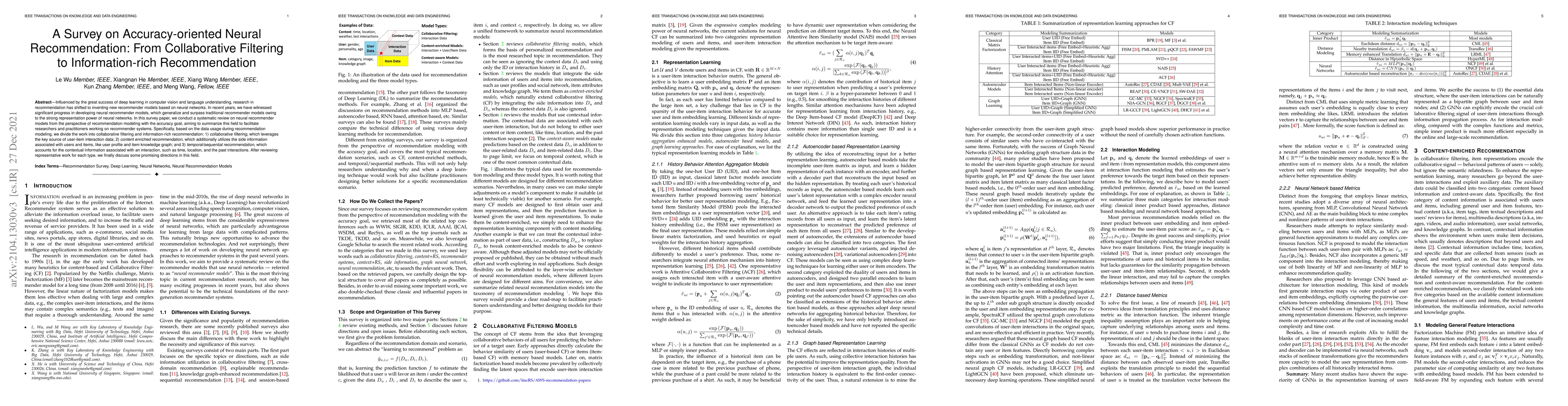 Thumbnail for A Survey on Accuracy-oriented Neural Recommendation: From Collaborative
  Filtering to Information-rich Recommendation