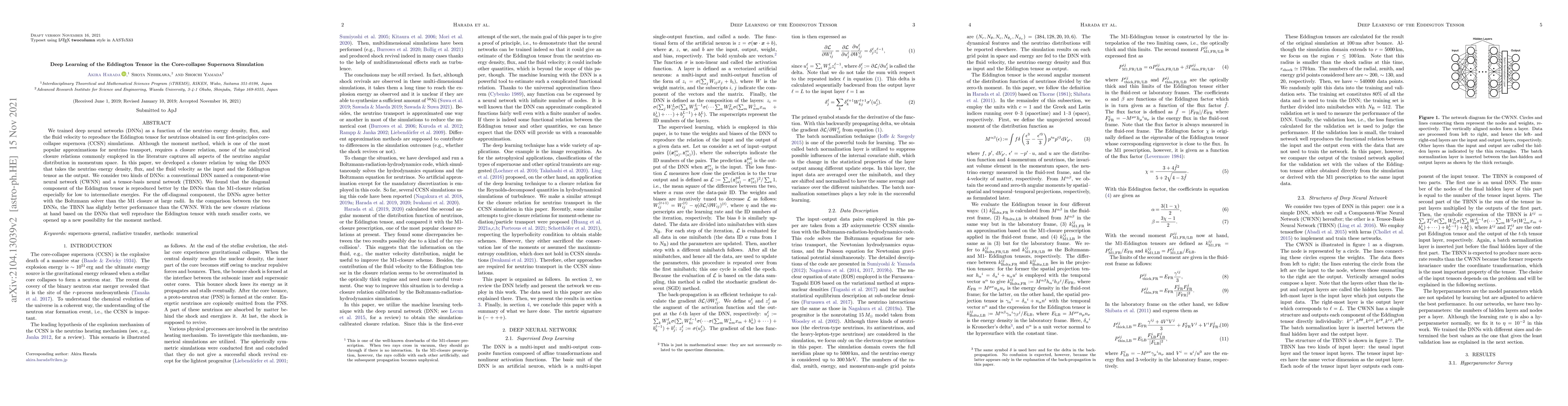 Thumbnail for Deep Learning of the Eddington Tensor in the Core-collapse Supernova
  Simulation