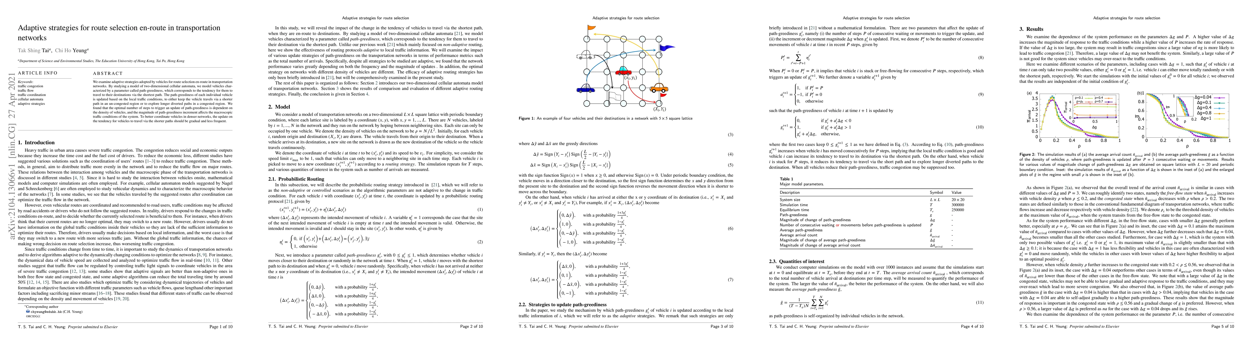 Thumbnail for Adaptive strategies for route selection en-route in transportation
  networks