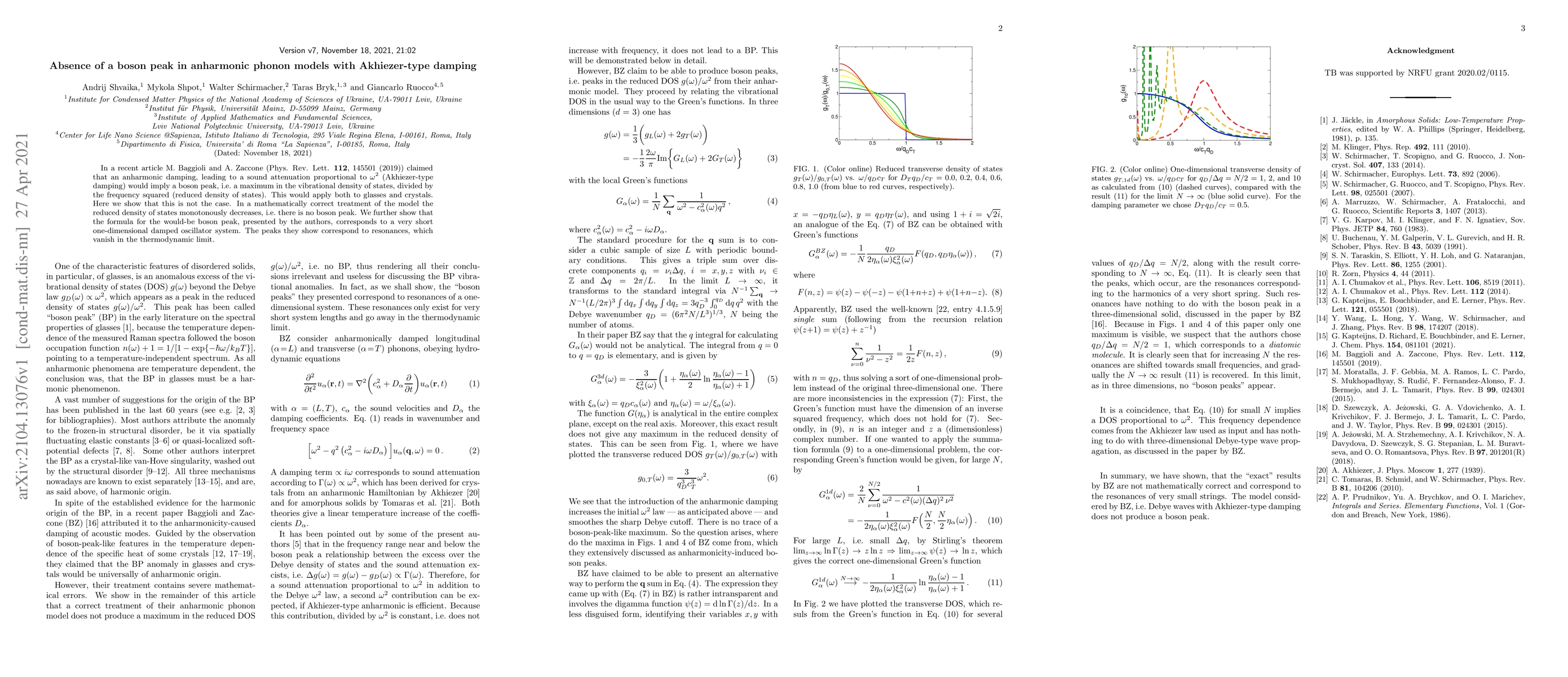 Thumbnail for Absence of a boson peak in anharmonic phonon models with Akhiezer-type
  damping