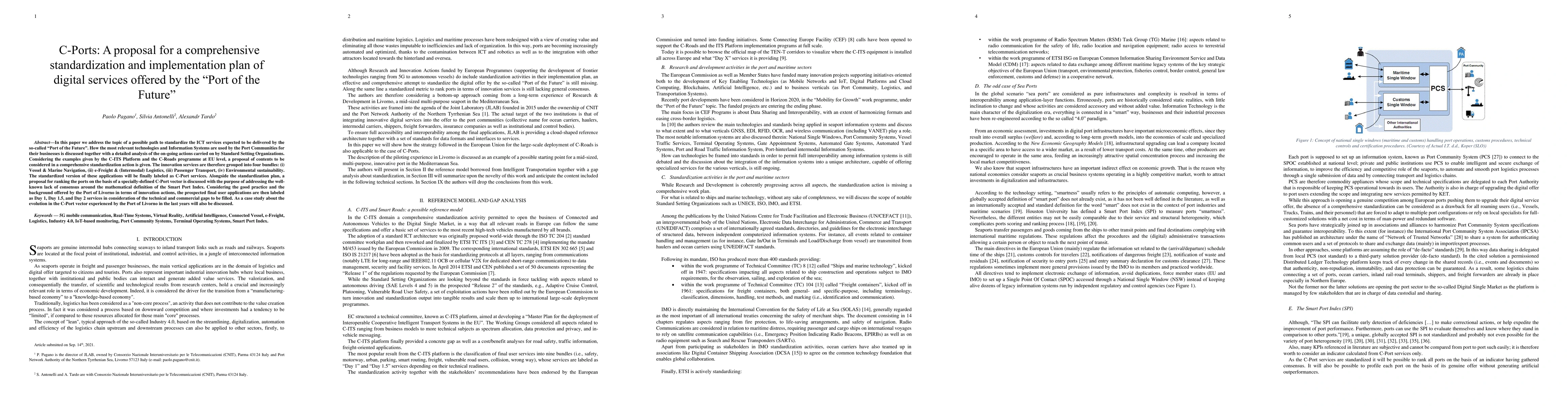 Thumbnail for C-Ports: a proposal for a comprehensive standardization and
  implementation plan of digital services offered by the "Port of the Future"