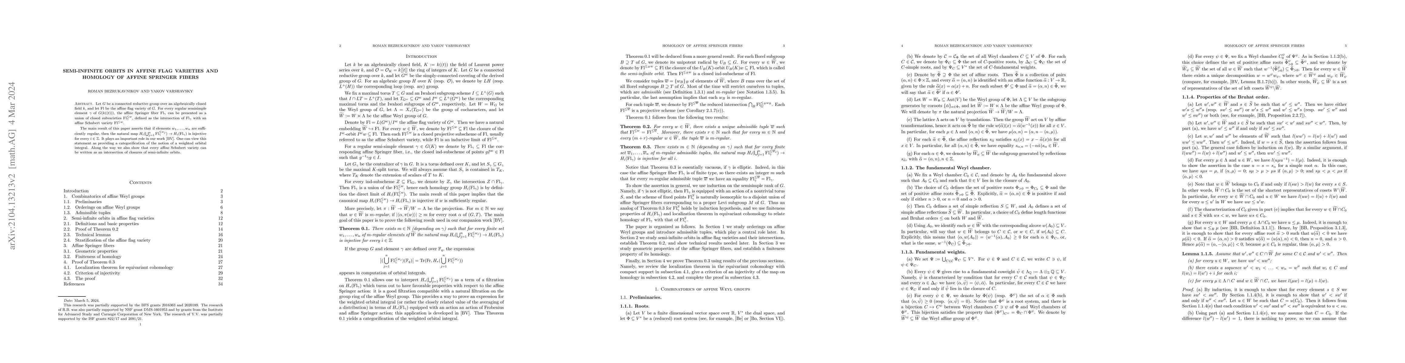 Thumbnail for Semi-infinite orbits in affine flag varieties and homology of affine
  Springer fibers