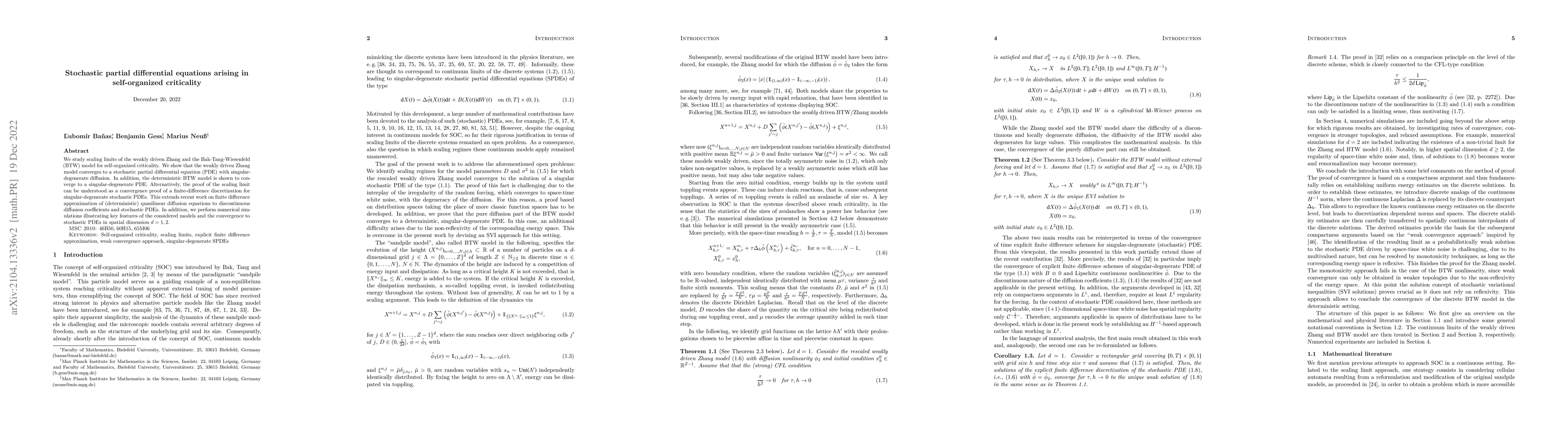 Thumbnail for Stochastic partial differential equations arising in self-organized
  criticality