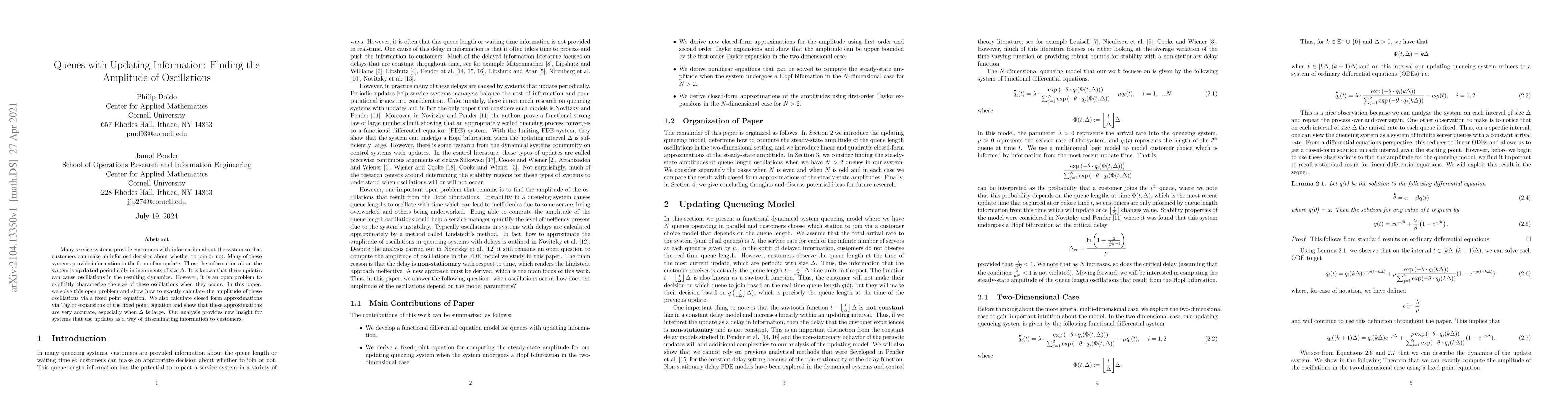 Thumbnail for Queues with Updating Information: Finding the Amplitude of Oscillations