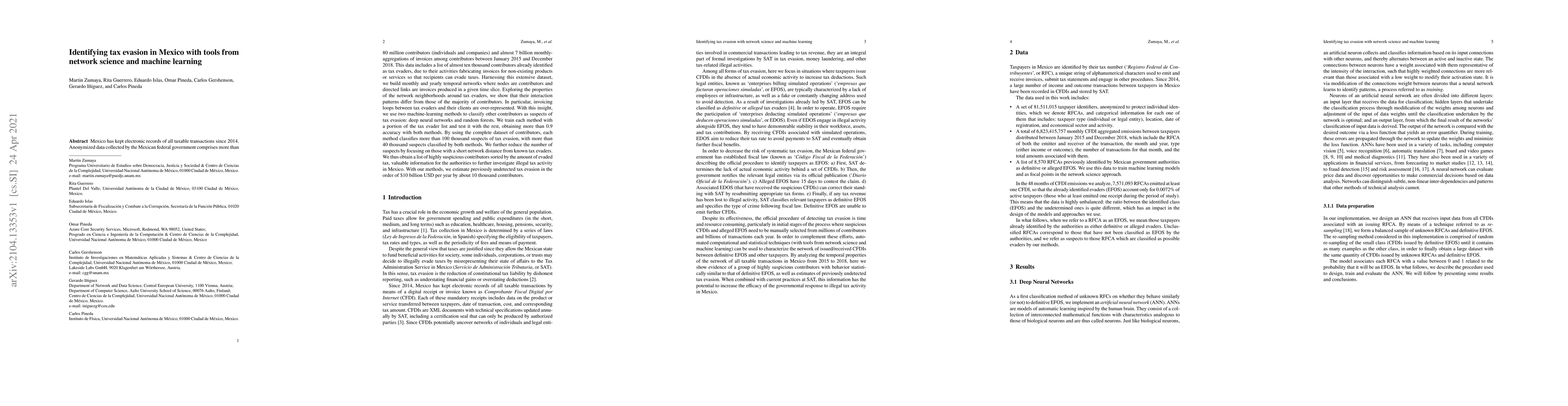 Thumbnail for Identifying tax evasion in Mexico with tools from network science and
  machine learning