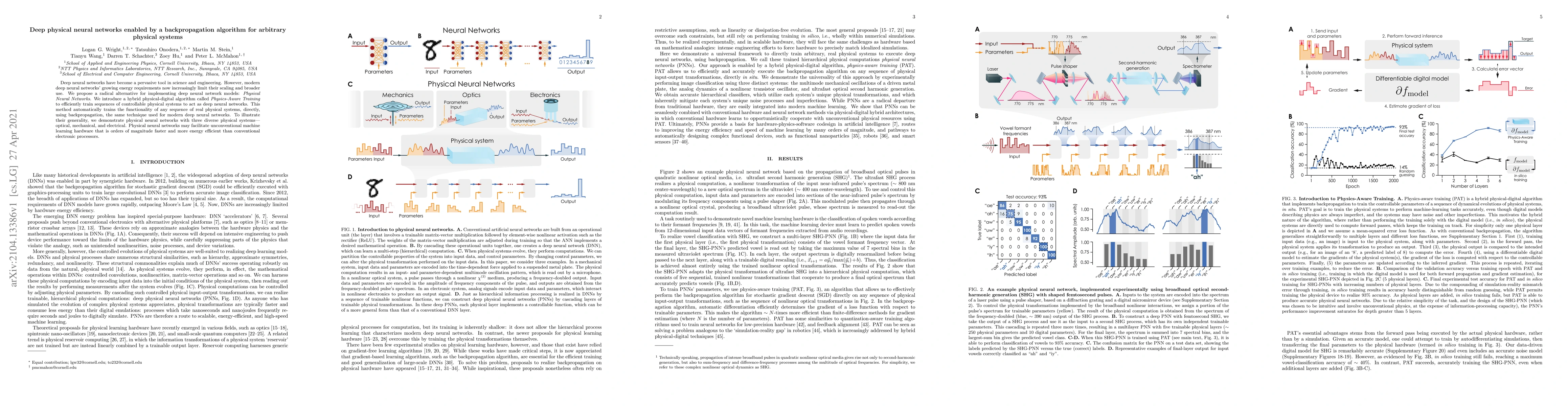 Thumbnail for Deep physical neural networks enabled by a backpropagation algorithm for
  arbitrary physical systems