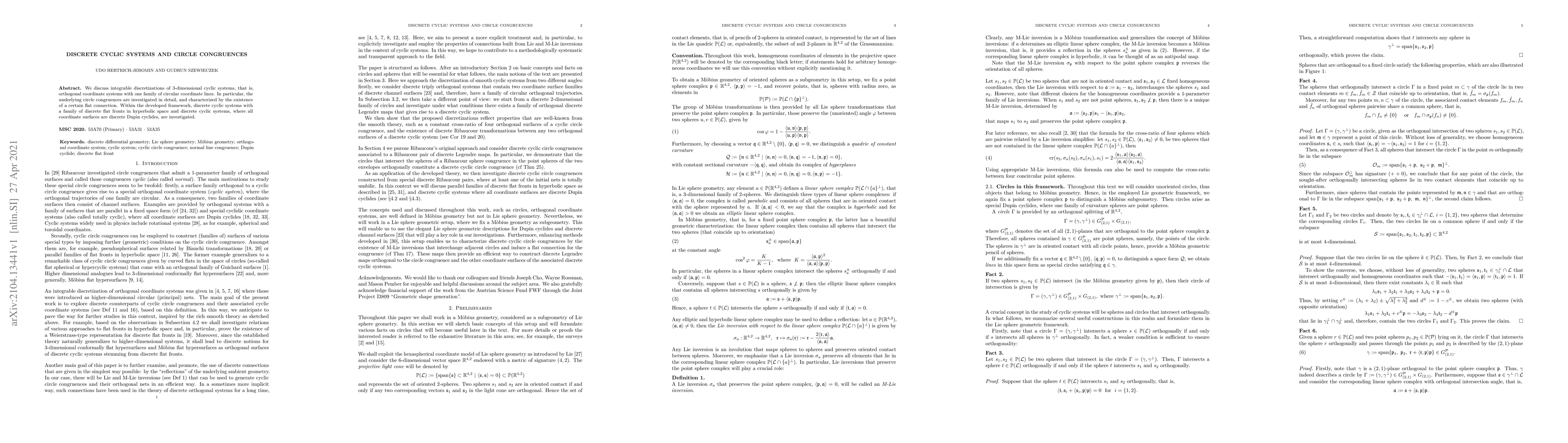 Thumbnail for Discrete cyclic systems and circle congruences