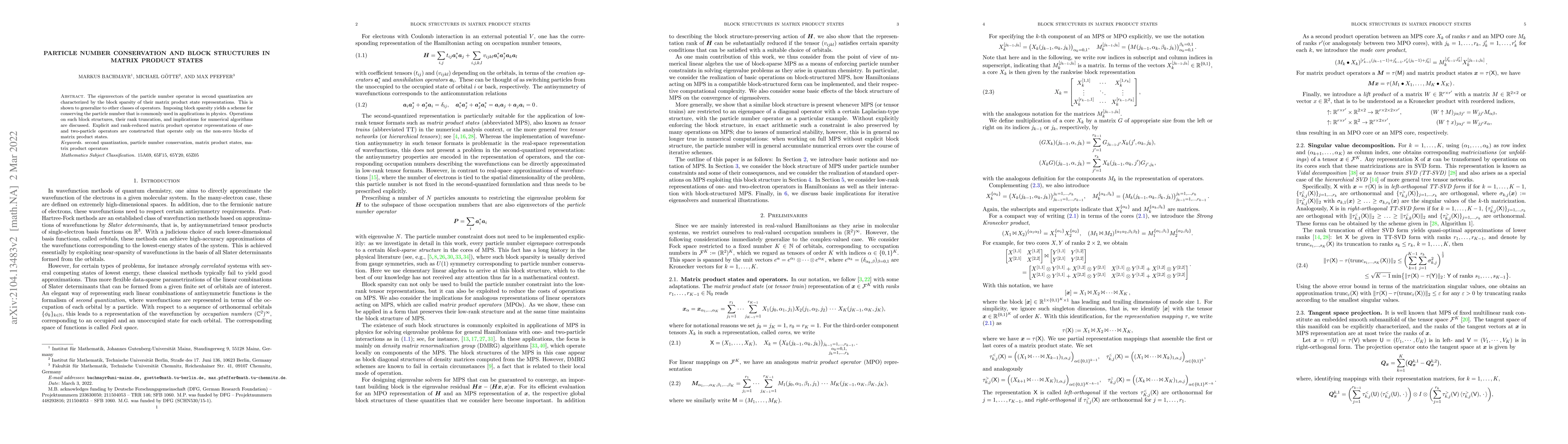 Thumbnail for Particle Number Conservation and Block Structures in Matrix Product
  States