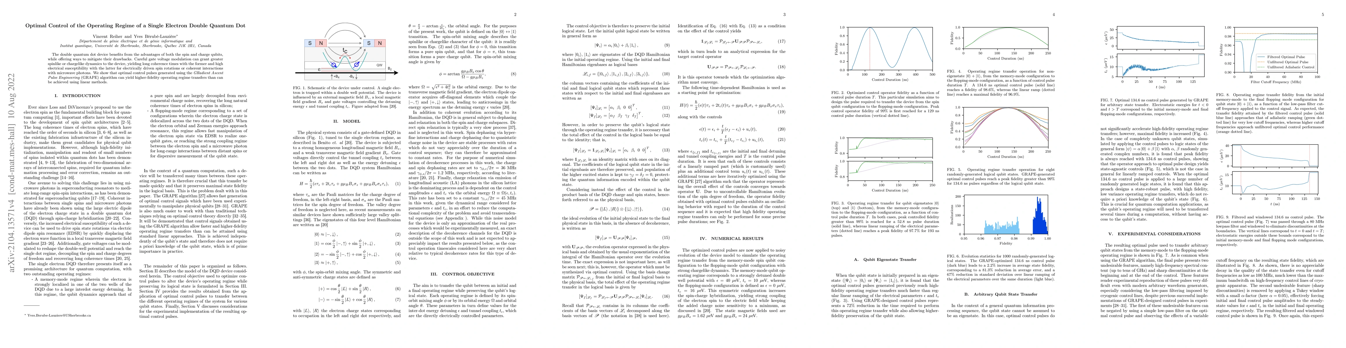 Thumbnail for Optimal Control of the Operating Regime of a Single Electron Double
  Quantum Dot