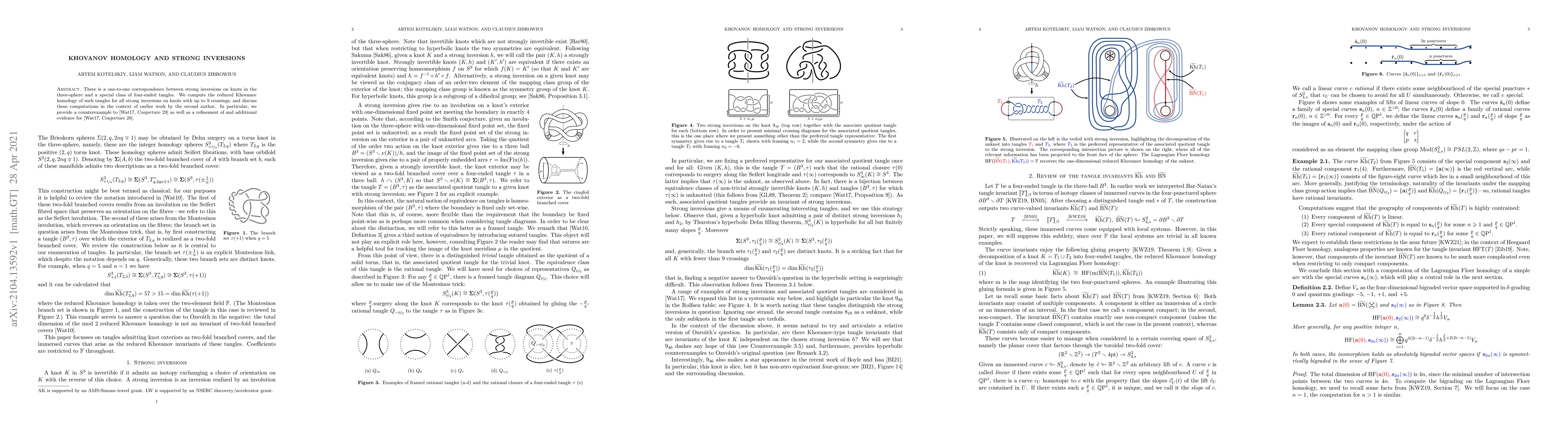 Thumbnail for Khovanov homology and strong inversions