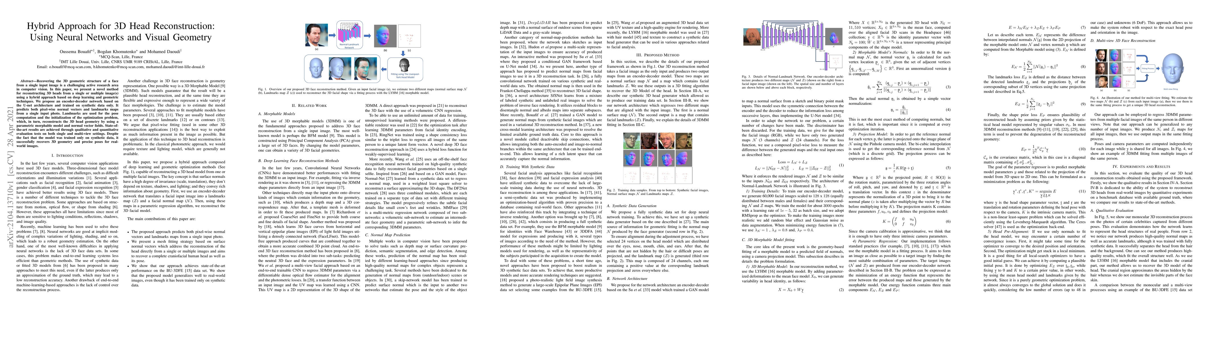 Thumbnail for Hybrid Approach for 3D Head Reconstruction: Using Neural Networks and
  Visual Geometry